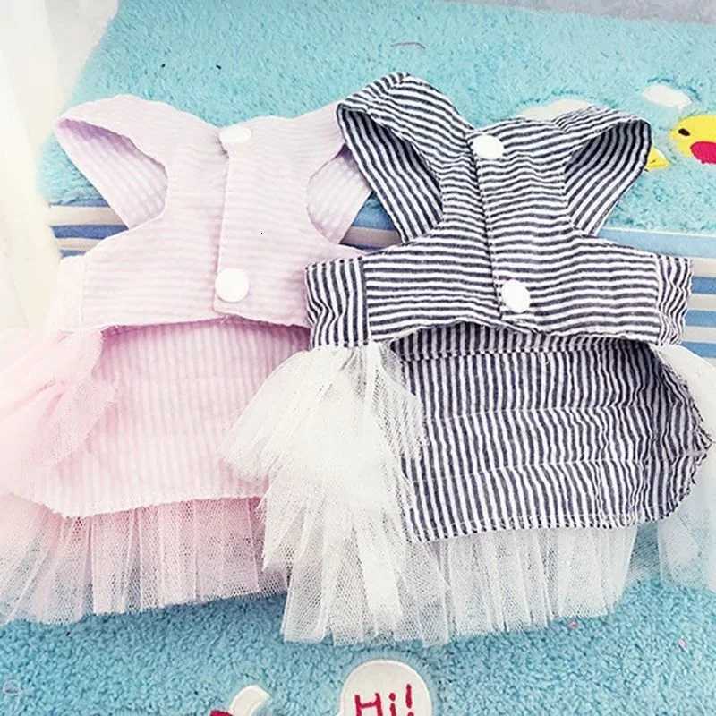 Spring Pet Summer Bowknot Pet Costume Dress Pet Dog Striped Cat Dog Puppy Wedding Princess Skirt Dog Clothes M251208
