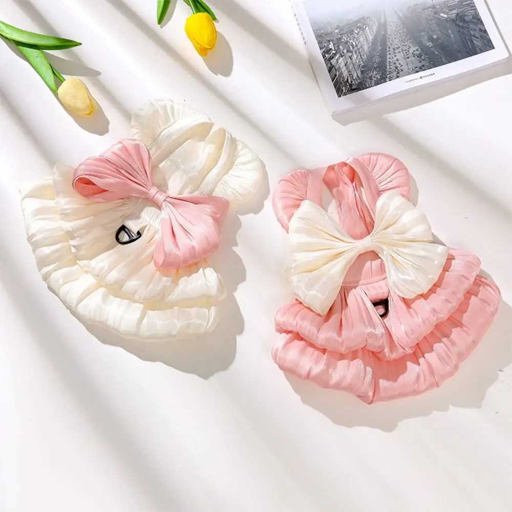 Stylish Lovely Pet Princess Skirt Washable with Bowknot Shiny Pet Clothing Polyester Breathable Cat Dresses Dress Up Accessories M251208