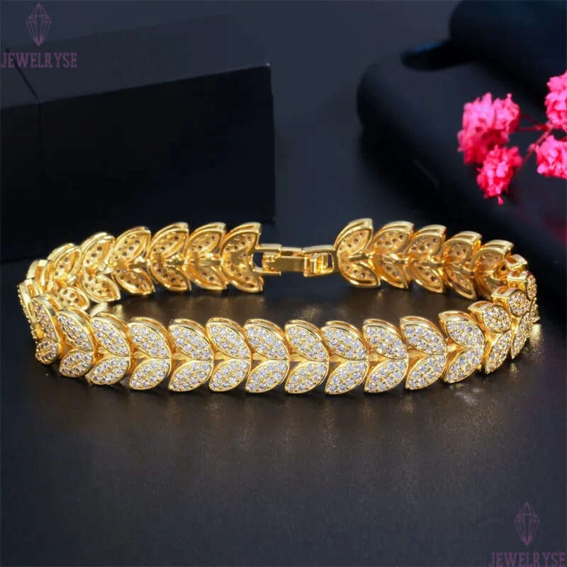 charm 18k diamond leaf bracelet designer woman 18cm link chain AAA cubic zirconia love silver rose gold wedding bracelets chains jewelry womans friend