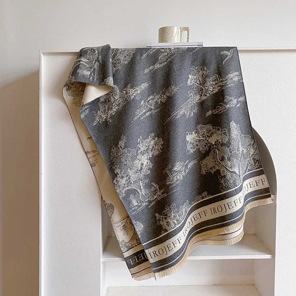 Luxury Luxury Autumn Winter Printed Tassel Imitation Cashmere Scarf Women Fashion Versatile Lady Girls Warm Cape Neck Ladies Scarves Y251208