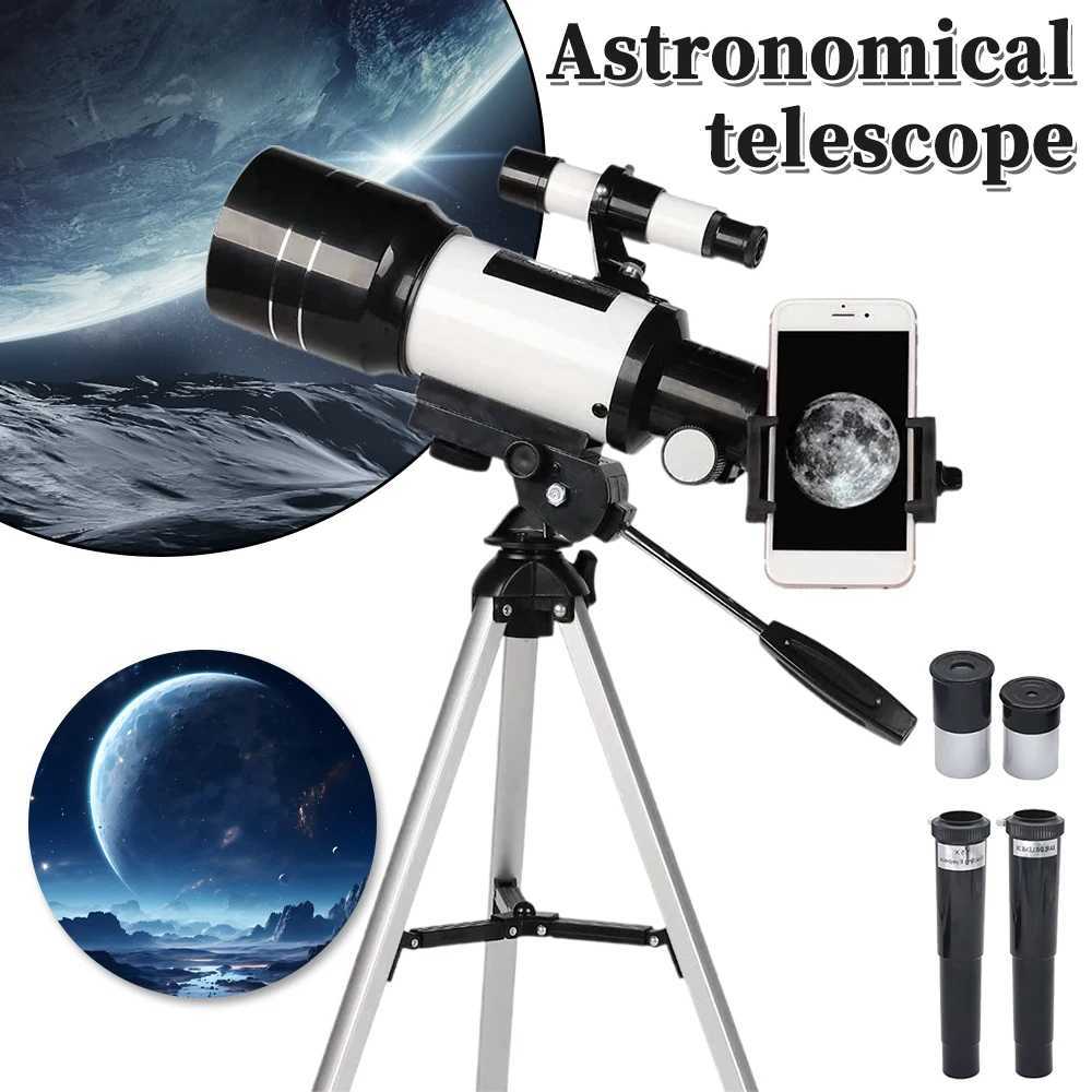 150X Astronical Telescope 70mm Aperture Refractor Portable Travel Telescope with Phone Adapter Wireless Remote C251208