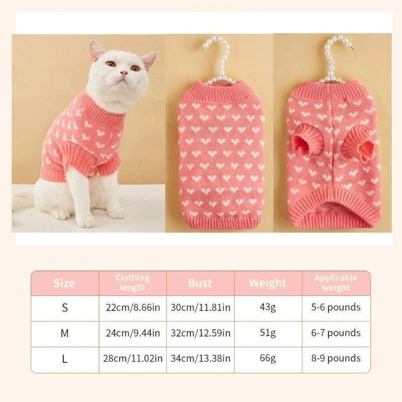 Fashion Heart Pattern Turtleneck Knitdress for Small Dog Cats Autumn Winter Wear K2WE M251208