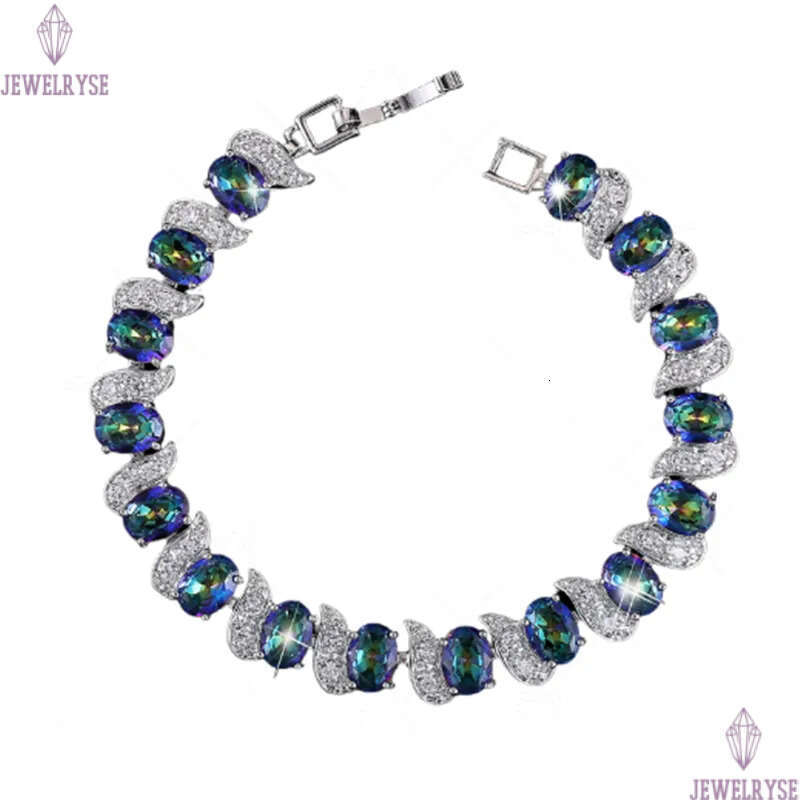 colorful tennis bracelet designer for woman iced out chain bracelets AAA cubic zirconia copper silver plated diamond chains bangles womens lady luxury