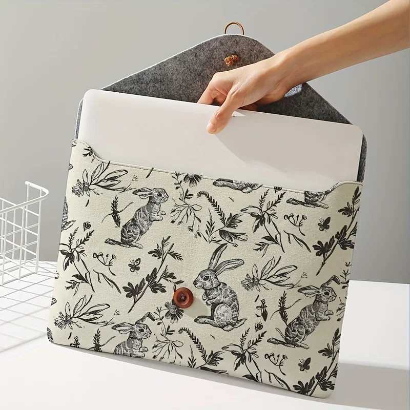 Rabbit print pattern laptop bag with soft laptop fabric cover suitable for laptop soft cover storage and tablet storage bagT251208