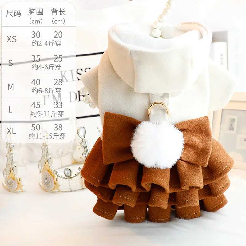 Warm Pet Winter Outfit Woolen Princess Puff Dress With Fleece Lining For Small Dogs Bichon Shih Tzu Teddy Thick Dog Dress M251208