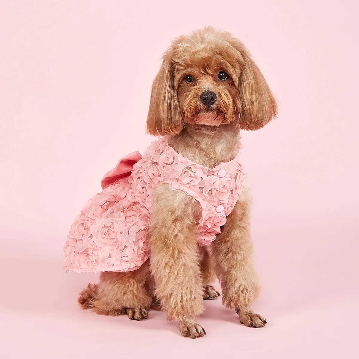 Dog Princess Dress Embroidered Flower Pet Pink Bowknot Princess Clothes Puppy Pet Spring Summer Dresses M251208