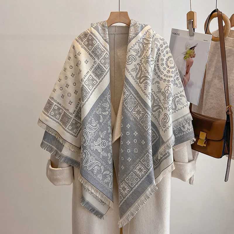 Luxury 2025 Luxury Brand Winter Cashmere Scarf for Women - Retro Printed Shawl with Tassels Warm Pashmina Wrap Bandana Poncho Y251208