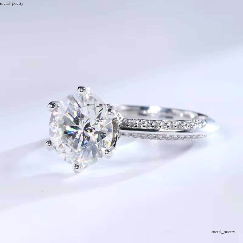 Luxury 9k 10k 14k 18k Engagement High Quality 3 Ct White Gold Round Cut Silicon Stone VVS Moissanite Ring