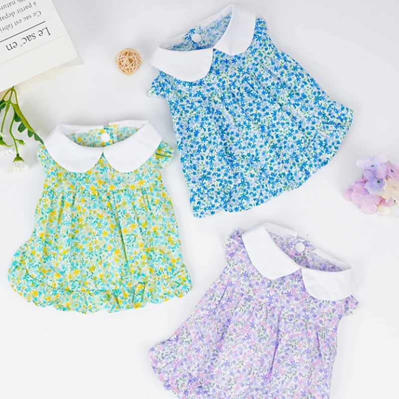 Dog Dress Summer Floral Pet Skirts Cat Sweet Dresses Chihuahua Yorkie Clothing Soft Breathable Puppy Costume Girls Dog Clothes M251208