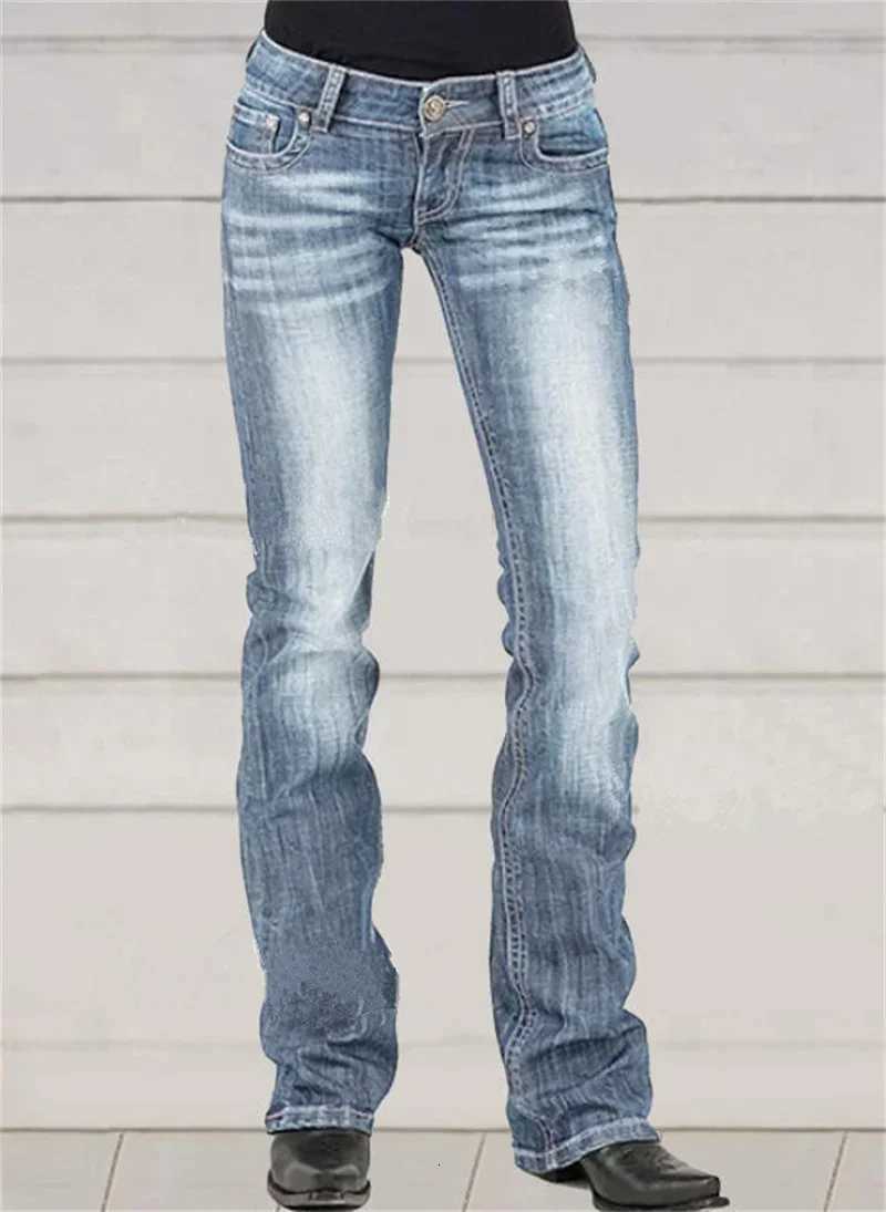 Low-waisted Women Flared Jeans Fashion Vintage Whitish Blue Washable Denim Pants Slim Fit Trousers Female Chic Casual StreetwearT251208