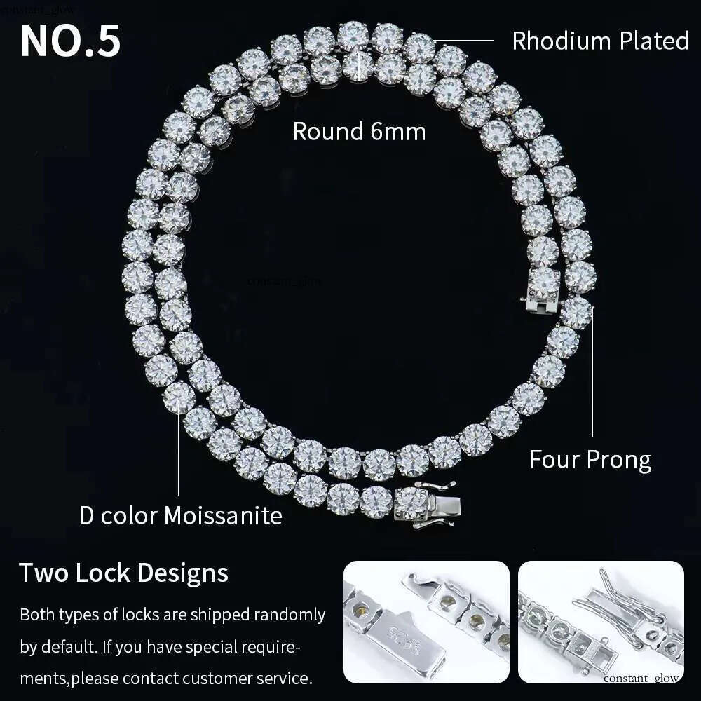 2-6mm Hiphop Sier Cluster Iced Out Vvs Gra Certified Dia Mossanite Moissanite Jewelry Necklace GRA Tennis Chain for Man 2a