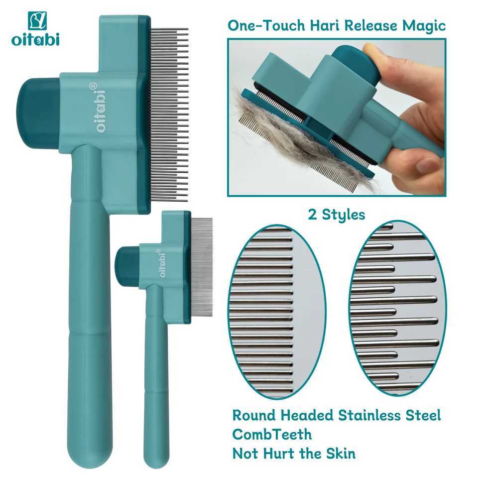 Oitabi 1/2PCS Flea Comb for Dogs and Cats with Release Button Fine Tooth Dog Comb for Pet Hair Removal Cleaning Remove Fleas Eg M251208 - view 4