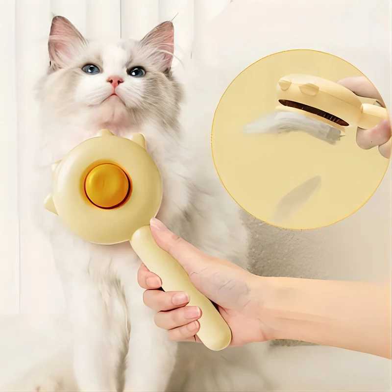Three Colors Pet Comb One-Key Hair Removal Cleaning Brush Magic Massage Grooming The Cat Hair Brush Is Easy To Carry And Clean M251208