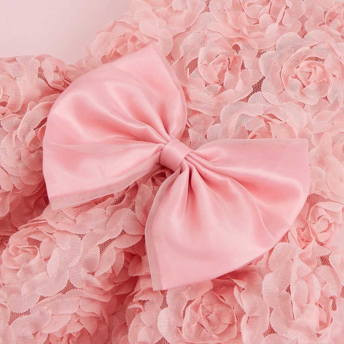 Dog Princess Dress Embroidered Flower Pet Pink Bowknot Princess Clothes Puppy Pet Spring Summer Dresses M251208