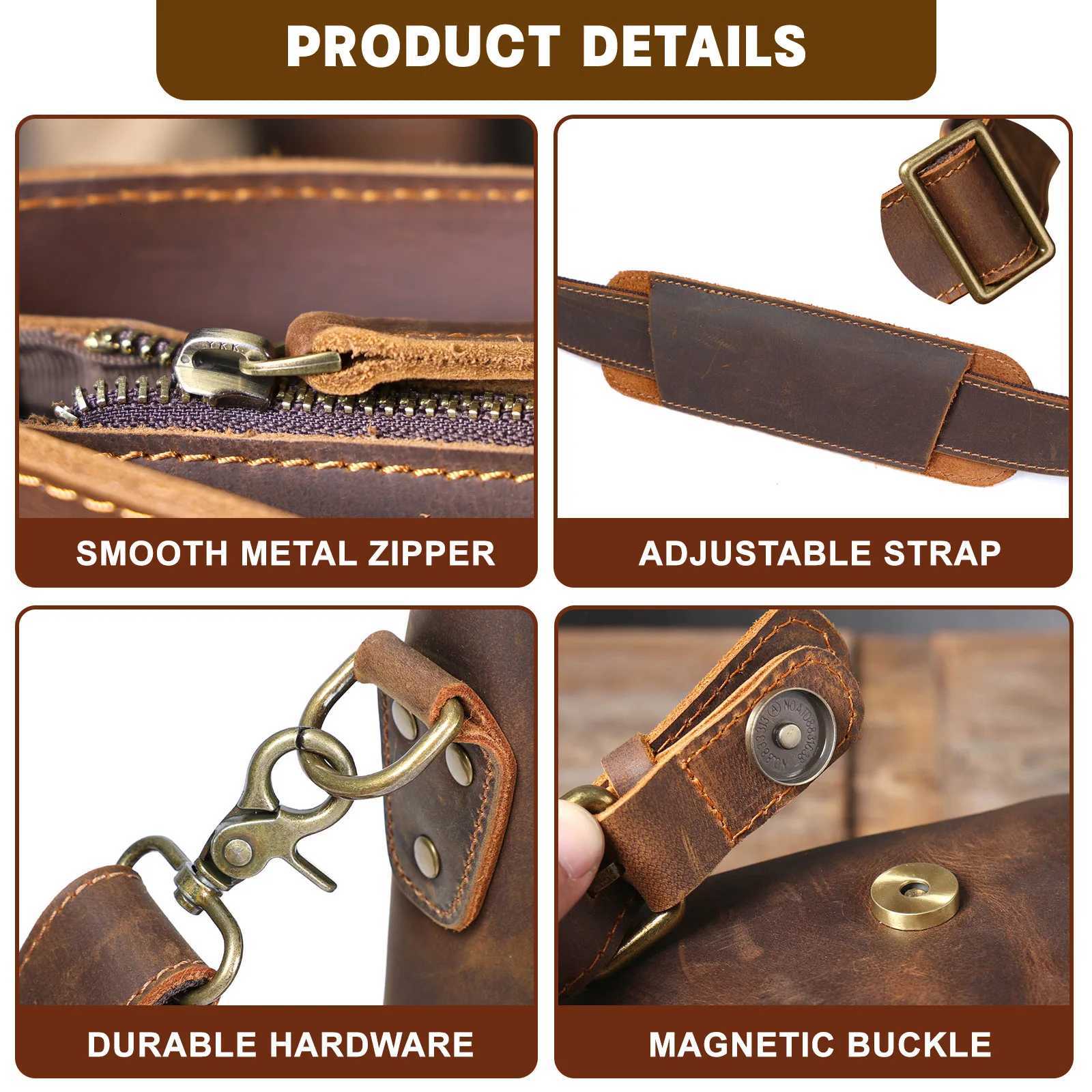 SWORKER Vintage Genuine Leather Mens Briefcase Laptop Messenger Bag Crazy Horse Leather Handbag Cowhide Retro Casual Style Z251208