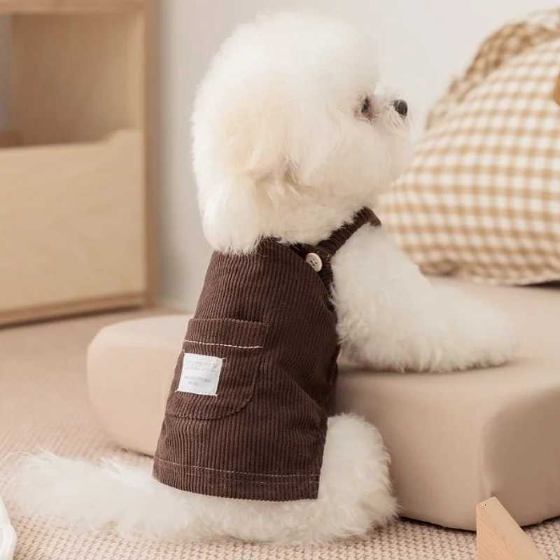 Fashion Solid Dog Suspender Dress Autumn Warm Dog Clothes Simple Puppy Pinafore Dress Cute Soft Cat Princess Skirt Pet Supplies M251208