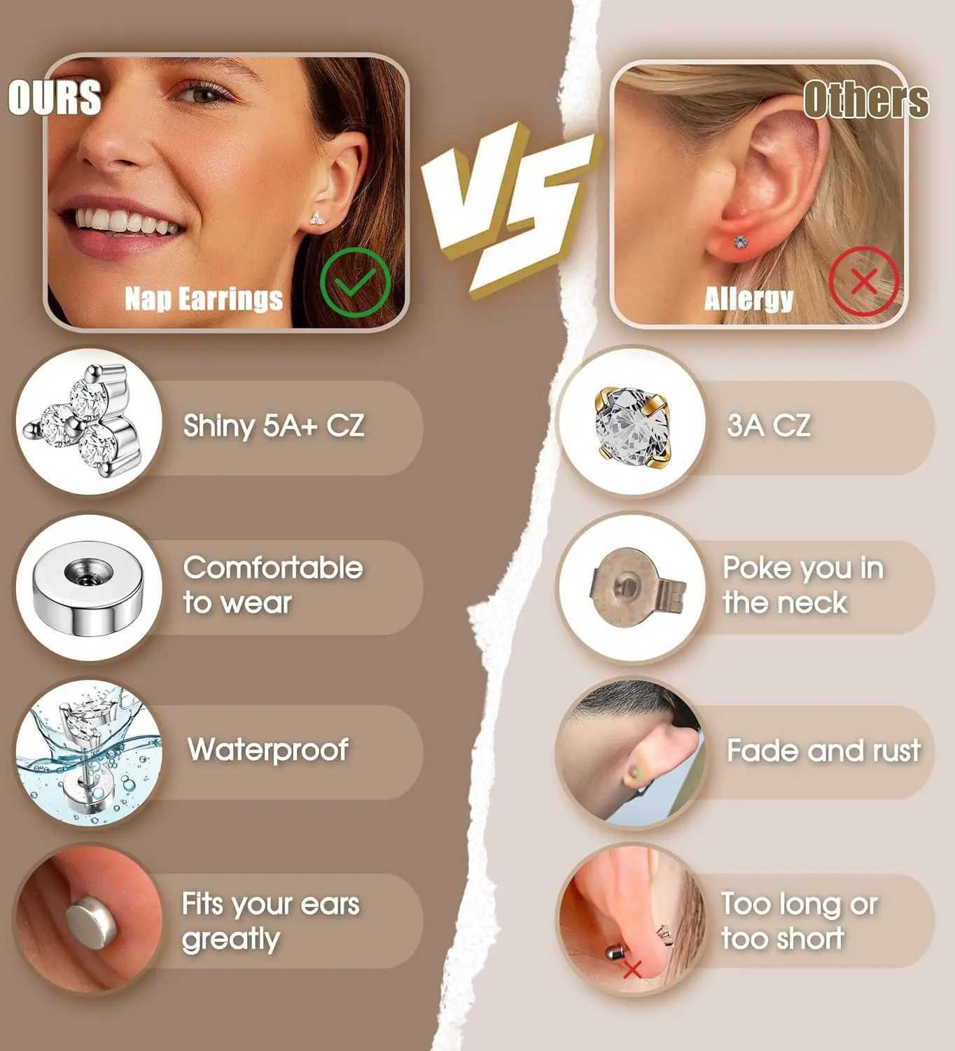 Bobisty 1pc Earrings for Sensitive Ears Surgical Stainless Steel Earrings for Women Dainty Flat Back Earring Stud Hoop Cartilage J251208