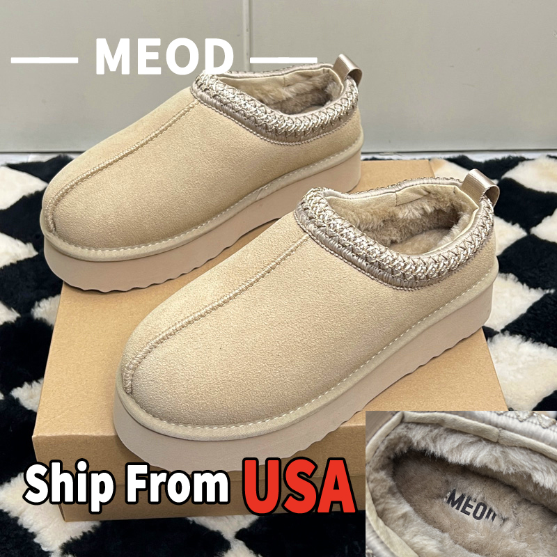 Slippers Designer Shoes Platform Slides Snow Boots Designer Womens Fashion Scuffs Ultra Mini Chestnut Wool Fluffy Real Genuine Leather Women Fast Ship With Box