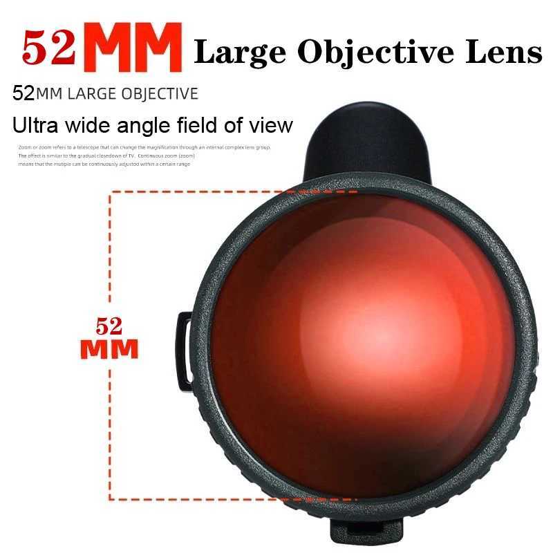 Wide Angl 12x52 Powerf ED Monocar Telescope Premium Extra-Low Dispersion Fogproof Long Range BAK4 Monocle for Hunting Hiking C251208