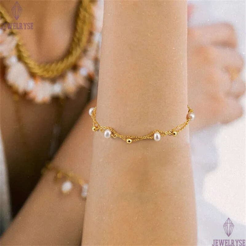 luxury gold bracelet designer woman 4mm natural pearl s925 sterling silver link chain charm bracelets womens jewelry girls birthday friend chirstmas g