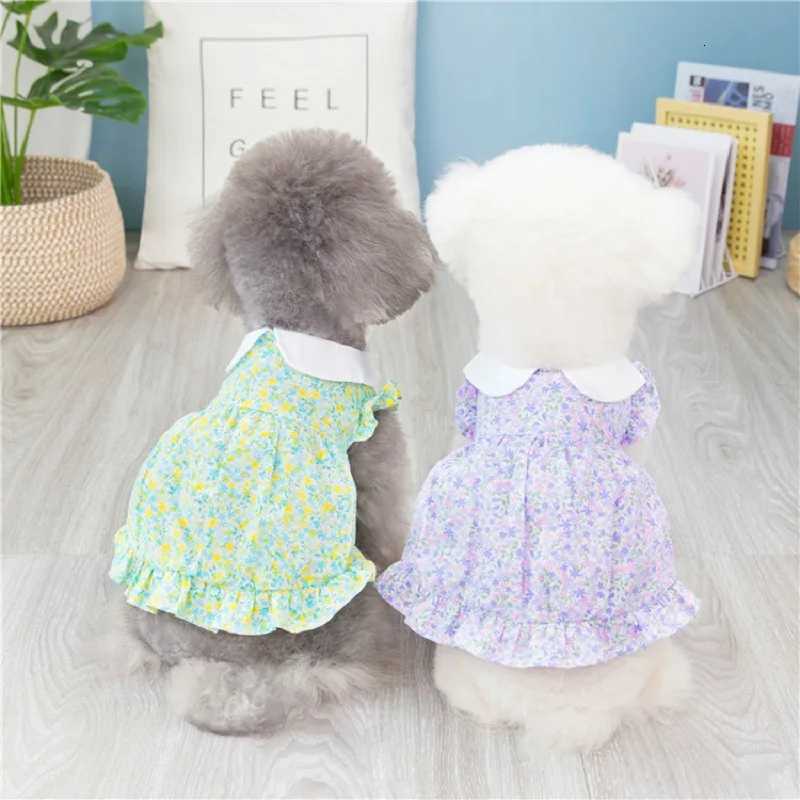 Dog Dress Summer Floral Pet Skirts Cat Sweet Dresses Chihuahua Yorkie Clothing Soft Breathable Puppy Costume Girls Dog Clothes M251208