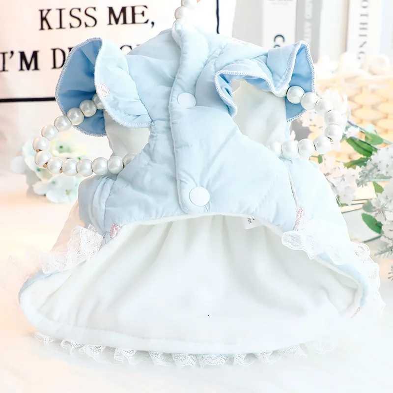 Winter Thick Cotton Pet Clothes Embroidered Dog Cat Princess Dress With Bows For Small Dog Bichon Teddy Schnauzer Outfit Clothes M251208