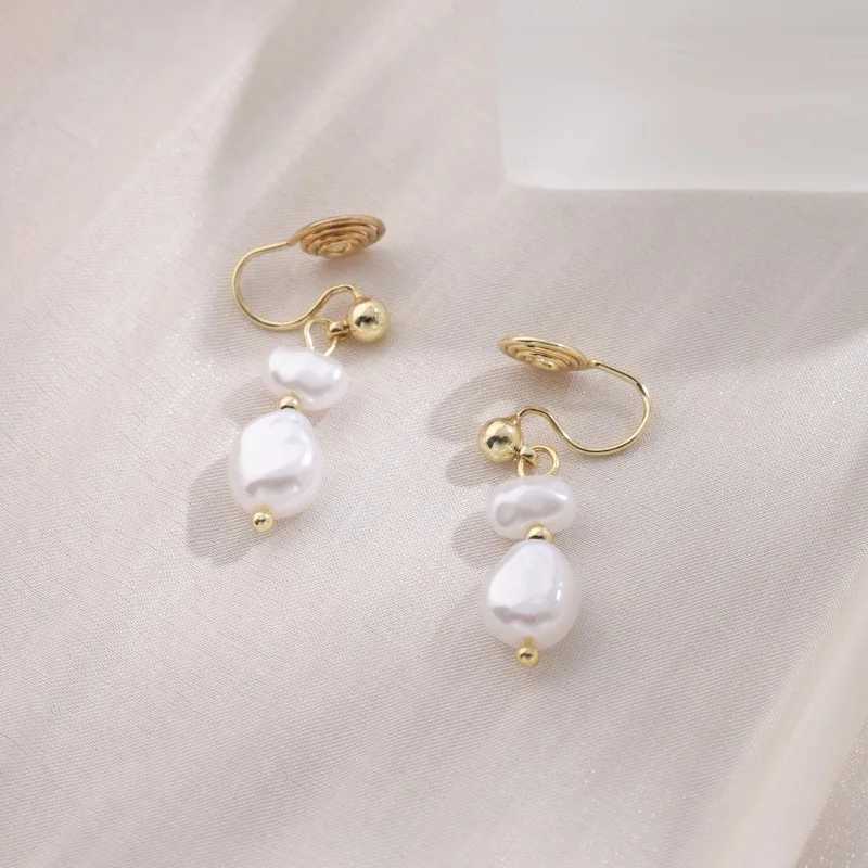 Irregular Baroque Pearl Drop Ear Clip For Women Wedding Birthday Party Temperament Jewelry Gifts for Mom Girls J251208
