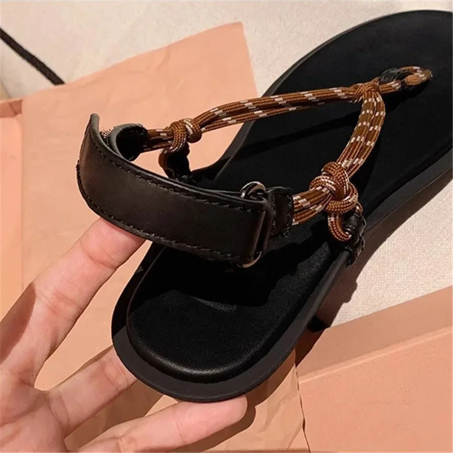 Retro Rope Women Sandals Ladies Casual Flat Shoes Summer Beach Flats Sandalias Mujer 2024 New Holiday Vacation Flip Flops 250605BJ - view 4