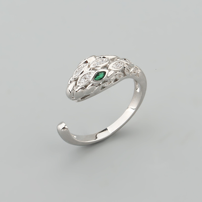 New Green Eye Snake Ring Women's Bracelet Set Earrings Necklace Copper Gold Plated Micro Pave Zircon Jewelry