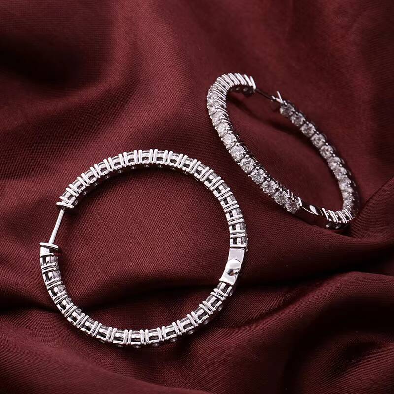 Provence Jewelry Bridal Design Women Moissanite Earrings 18k Gold Full Moissanite Diamond Hoop Earrings