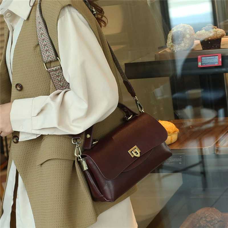 Hifi Vintage Genuine Leather Handbags For Wen 2025 Luxury Designer Sahel Tote Wide Strap Ladies Shoder Crossbody Bags Y251208