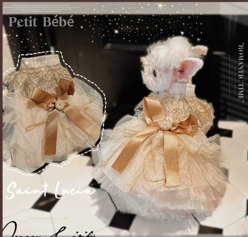 Church-Golden Sacred Pet Dress Luxurious Handmade Details Custom-Made Dress For Cats And Dogs M251208