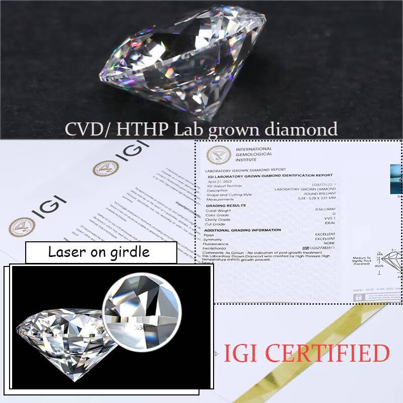 High End D VVS Lab Diamond White Gold 14K 18K Gold Jewelry Lab Grown Diamond Ring 1CT Solitaire Ring for Wedding Engagement