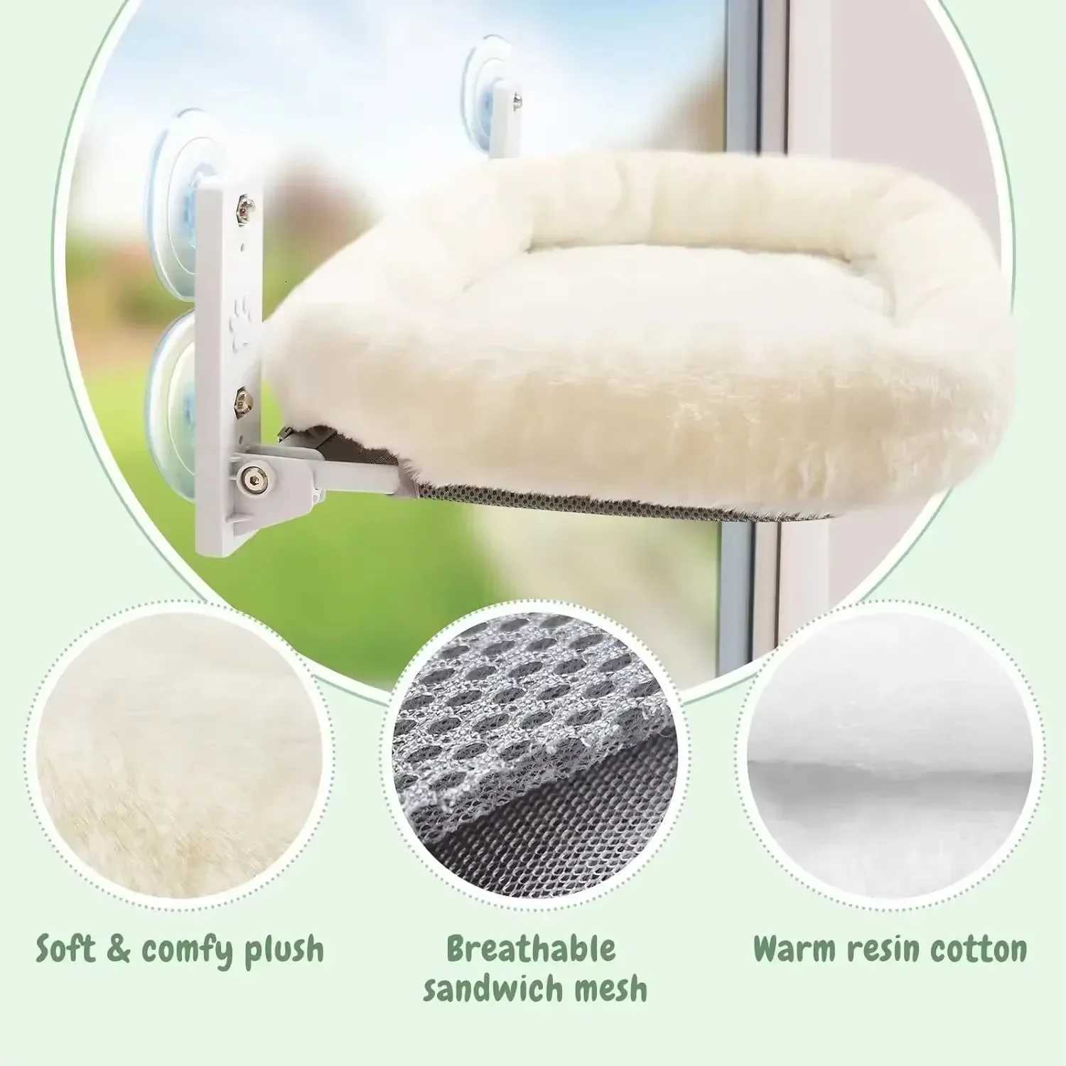 Winter Cat Hammock Window Habitat Cat Sunbathing Glass Hanging Suction Cup Balcony Pet Nest Foldable Pet Bed Cat Supplies Y251206