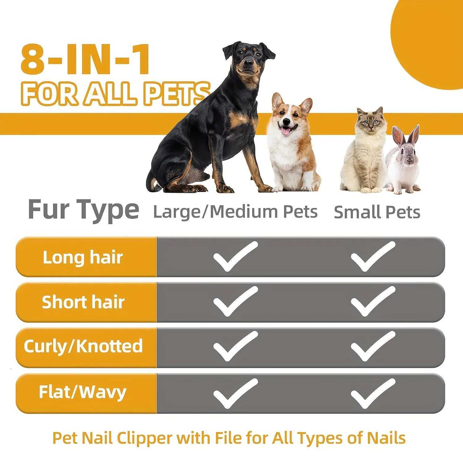 8pcs/set Dog Grooming Kit Self-cleaning Pet Grooming Set with Nail Clippers And File Flea Comb Shampoo Bath Brush Hair Remov M251208 - view 6