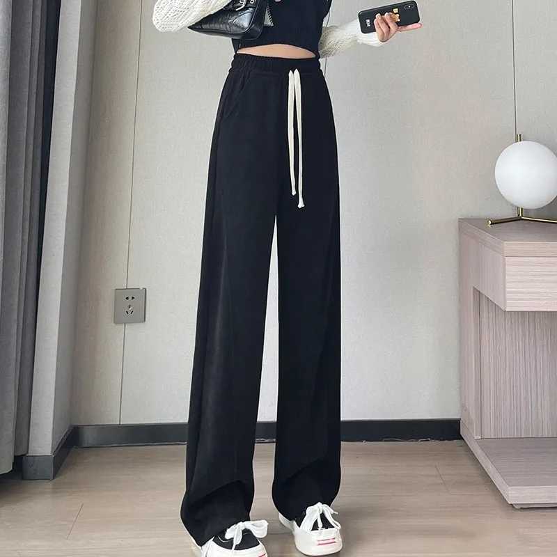 New Autumn Winter Wide-leg Pants for Women High-waisted Loose Slim Casual Narrow-leg Straight TrousersT251208