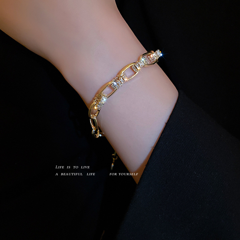 Zircon Chain Geometric European and American Light Luxury High-end Fashion Bracelet Elegant Temperament Hand Accessories Summer Trendy Style - view 4