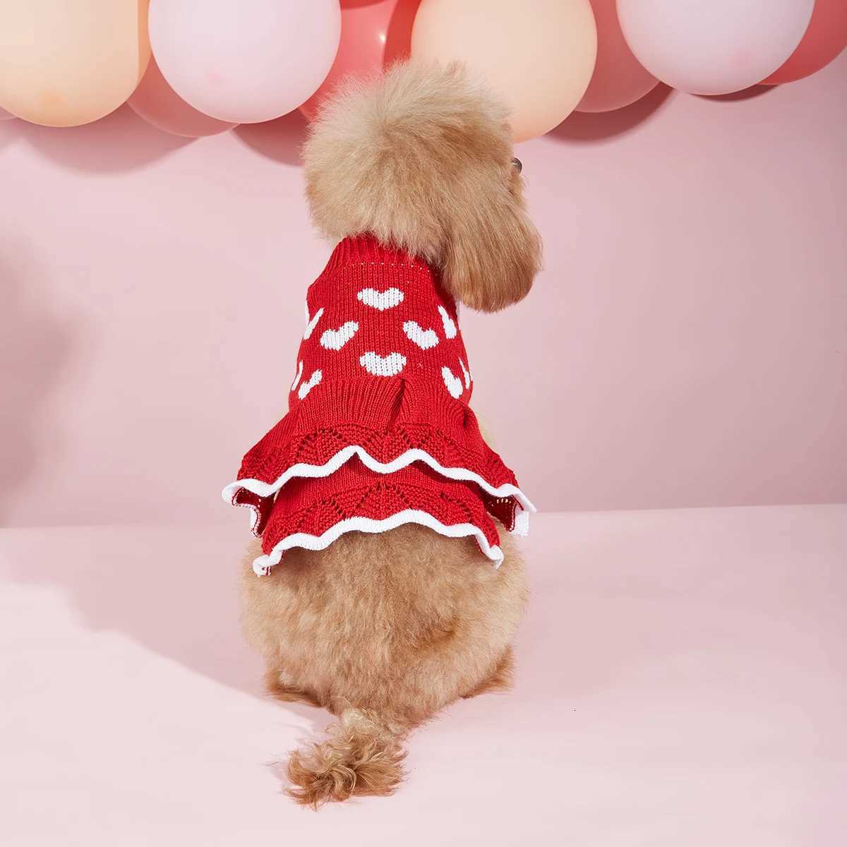 Dog Sweater Dog Heart Sweater Dress Warm Dog Sweaters Knitwear Vest Turtleneck Pullover Dog Coat for Small Medium Dogs Puppies M251208