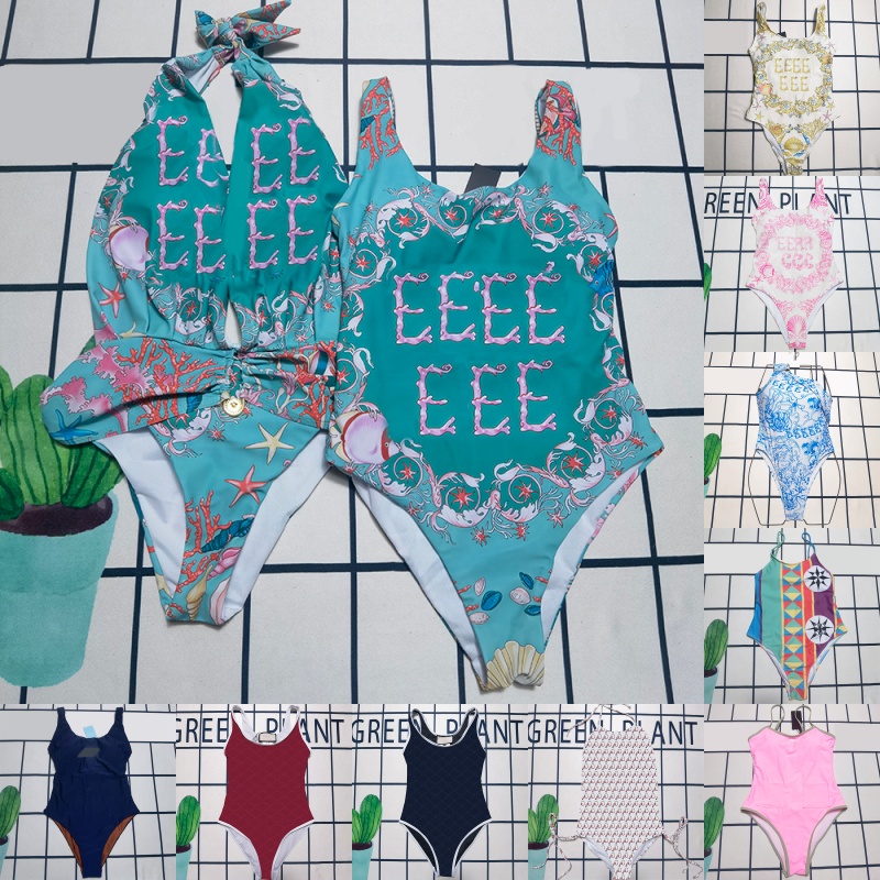 Designer Vintage Printed Swimwear Women Sexy Push Up Monokini Swimsuits Summer Beach Vacation Pool Party Bikinis Bathing Suit