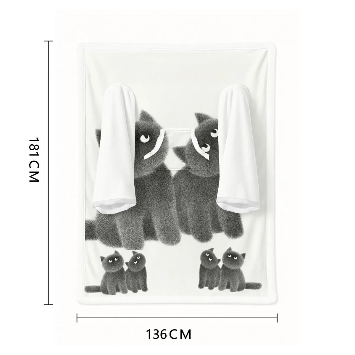 All Over Print Wearable Blanket with Sleeves Dual Layer Sherpa Fleece Hooded Robe Long Sleeve Oversized Snuggle Sack for Adults