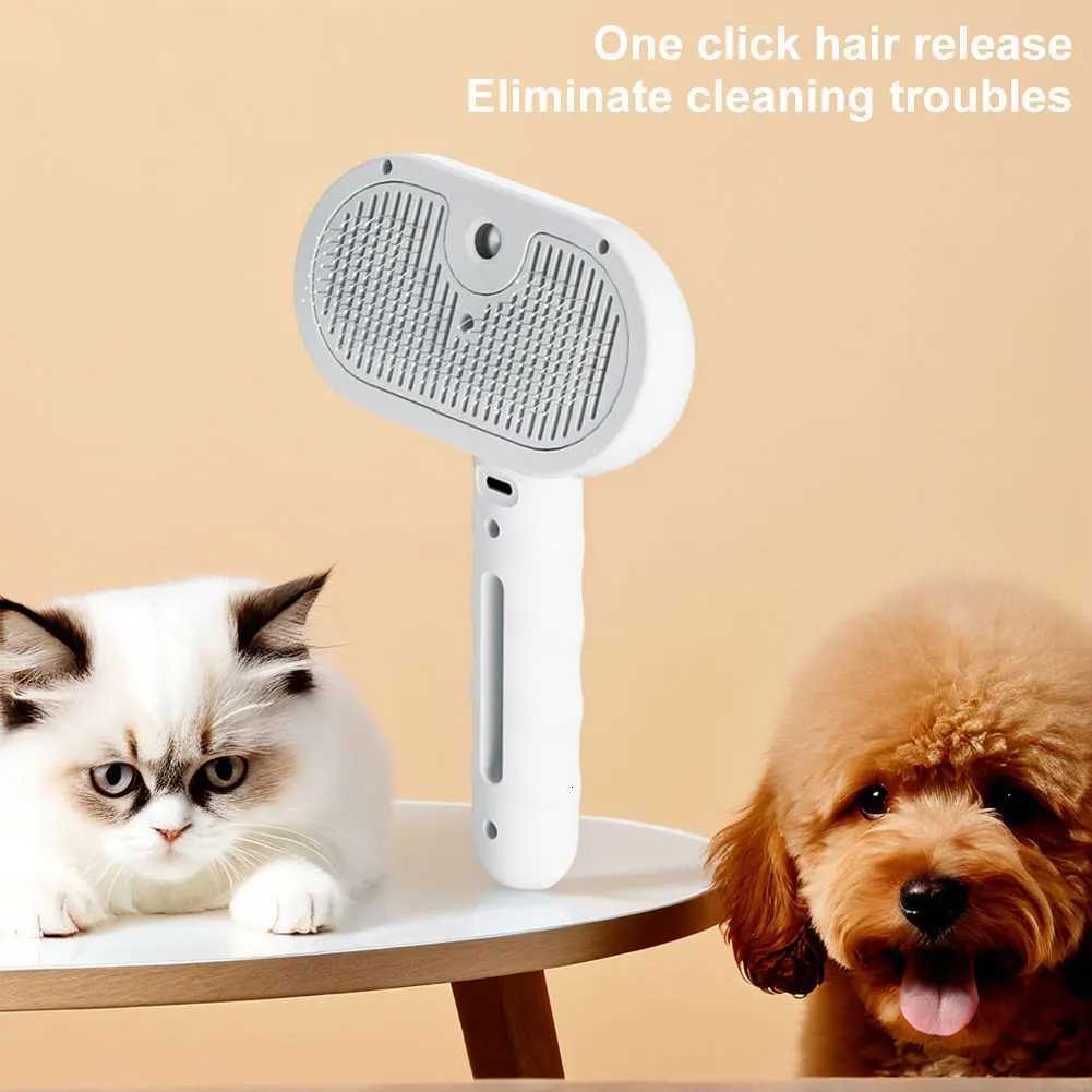 3 in 1 Cat Steam Brush with Release Button Cat Grooming Brush Rechargeable Pet Hair Cleaning Brush Comb for Shedding Grooming M251208 - view 4