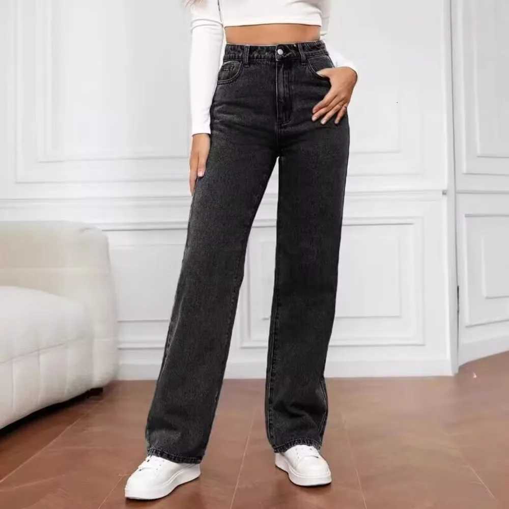Autumn 2025 New Casual European and American Womens Loose Straight Wide-leg Denim Trousers WomenT251208