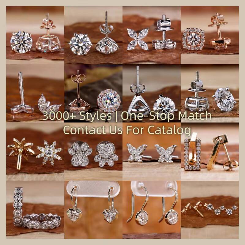 Igi Gia Certified HPHT CVD Lab Grown Made Created Diamond 14k 18k Solid Gold 4 Prong Earrings Stud Lab Grown Studs 1 2 3 Carat