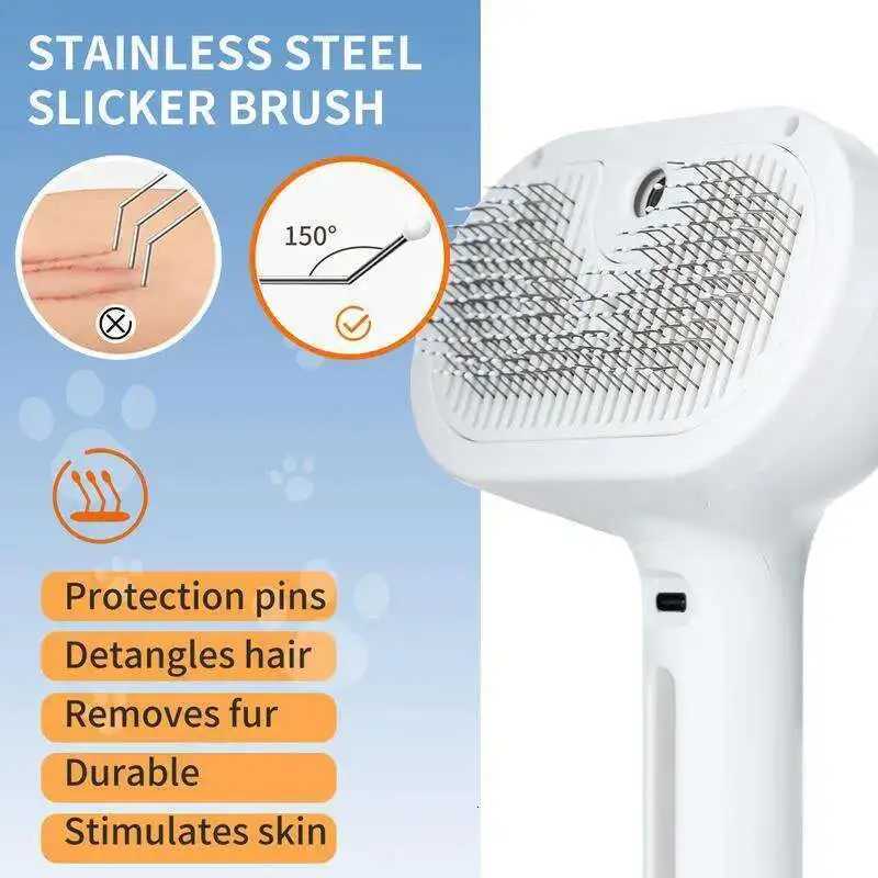 Dog Spray Hair Comb Pet Steam Massage Brush Safe Round Head Soft Teeth Spray Hair Removal Comb for Dog Cat Cleaning Brush M251208 - view 6
