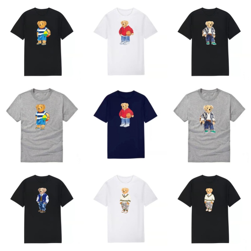 Designer Men's T-Shirt Fashion Street Hip-Hop T-Shirt Round Neck Cartoon Bear Print Mens Womens Short-sleeve Cotton Breathable Casual Loose T-Shirt