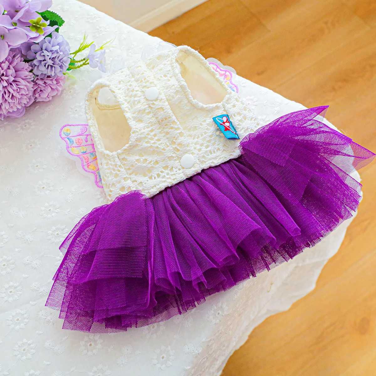 Butterfly Fairy Gauze Skirt Pet Clothes Dog Cat Purple Three-dimensional Wings Wedding Princess Skirt M251208