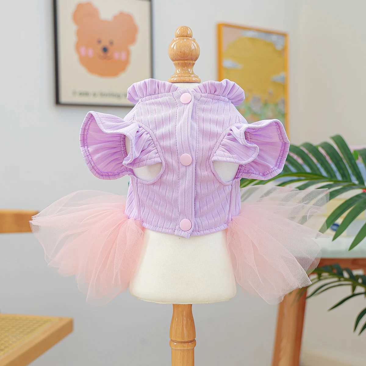 Pink Purple Rabbit Gauze Skirt Pet Clothes Dog Cat Spring and Autumn Cute Cartoon Princess Dress M251208