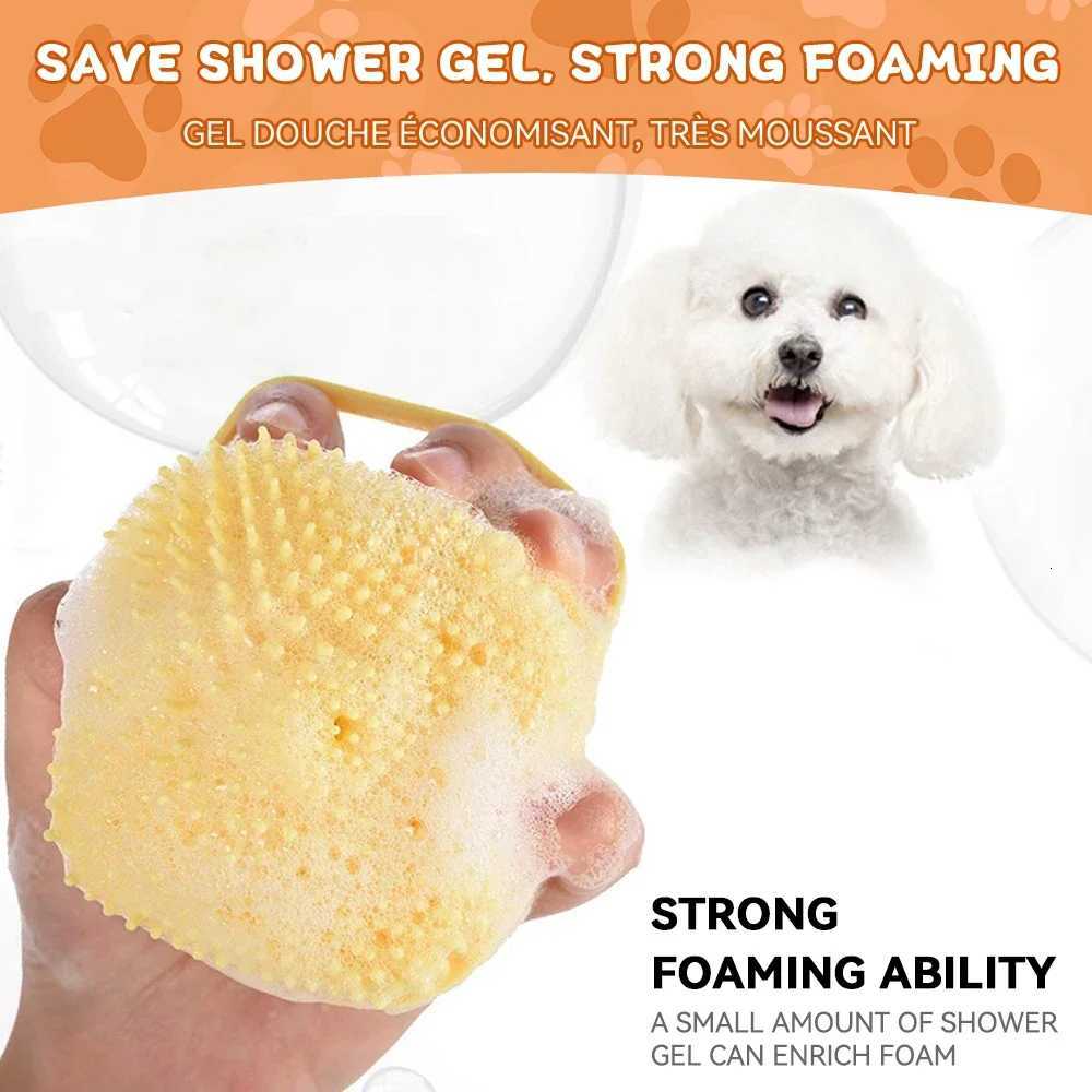 Dog Bathing Brush Pet Massage Brush Shampoo Dispenser Soft Silicone Brush Rubber Bristle for Dogs and Cats Shower Grooming Tool M251208 - view 5