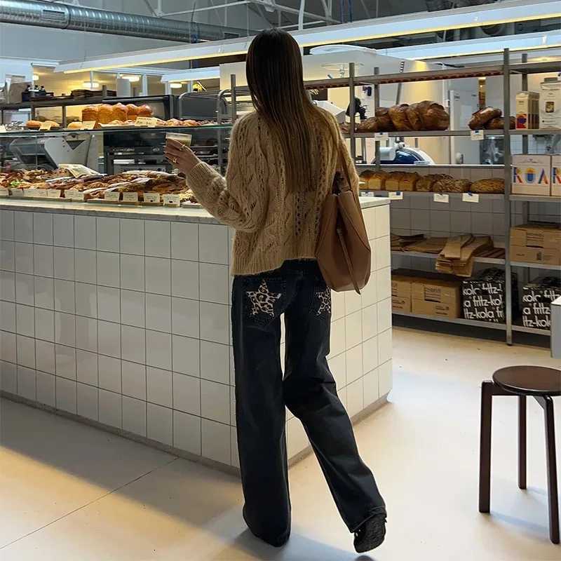 One Dilemma Women Fashion Denim Black Front Zipper Straight Pants Jeans Vintage High Waist Full Length Female Chic Lady TrousersT251208