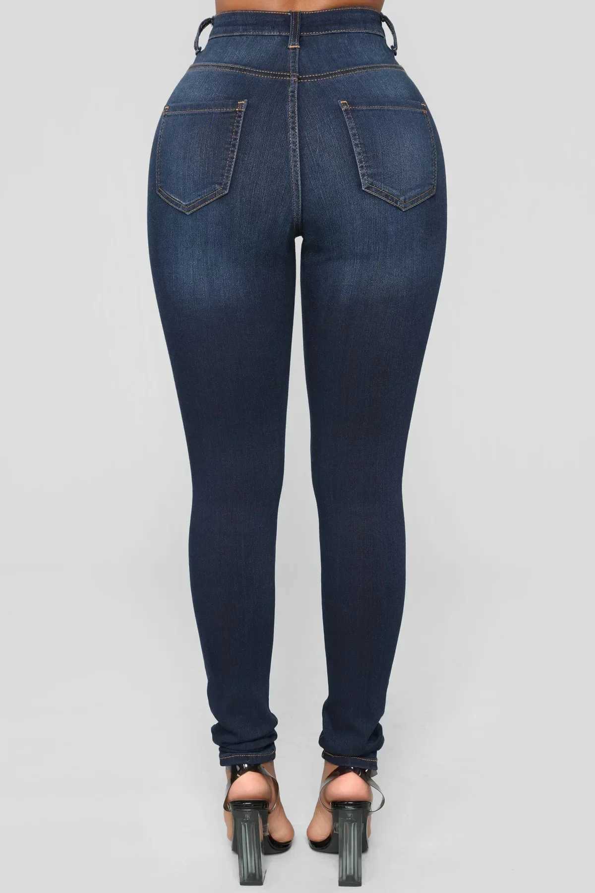 Women Jeans Denim Pencil Pants High Waist Ankle Length Slim Fit Washing Solid Streetwear Sexy Button Pockets Zipper Y2k BodyconT251208